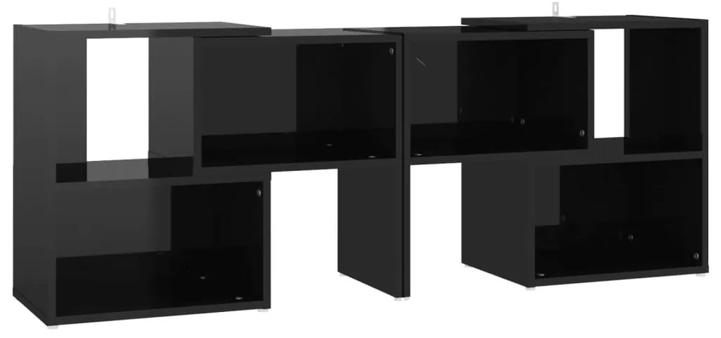 808357 vidaXL ТВ шкаф, черен гланц, 104x30x52 см, инженерно дърво