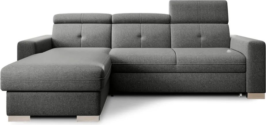 Сив разтегателен ъглов диван с място за съхранение (ляв ъгъл) Fresia – ELTAP