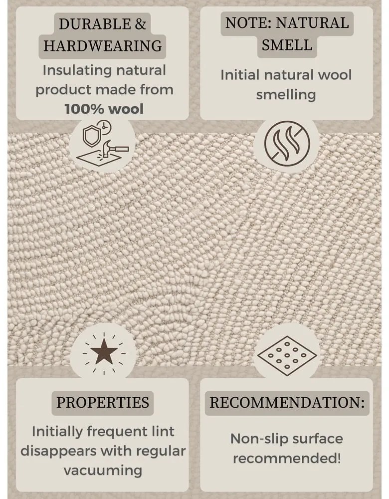 Ръчно изработен вълнен кръгъл килим в светло естествен цвят ø 120 cm Calmio – Hanse Home