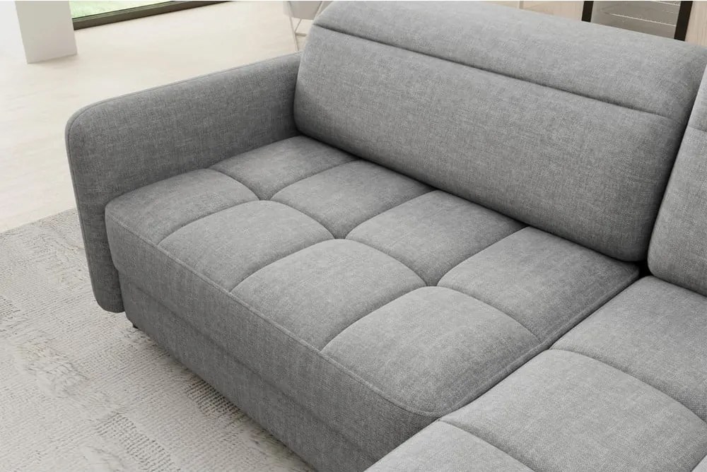 Сив кадифен разтегателен ъглов диван с място за съхранение (десен ъгъл L форма) Barea – ELTAP