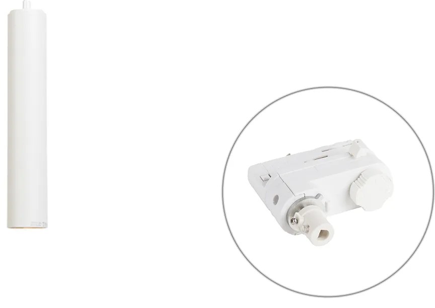 Дизайнерска висяща лампа бяла вкл. адаптер за релса 3-фазен - 3-Phase Tuba Small