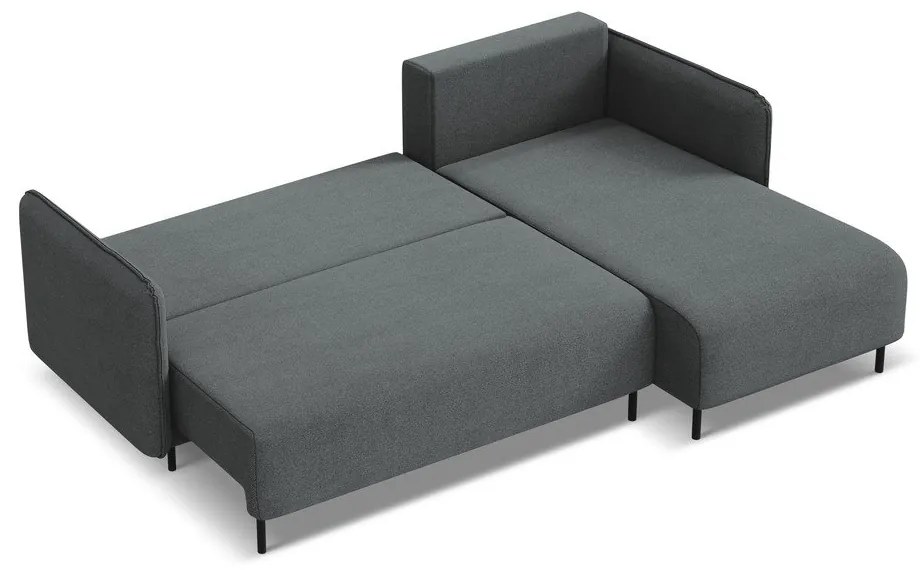 Тъмносив разтегателен ъглов диван с място за съхранение (десен ъгъл) Luana – Makamii