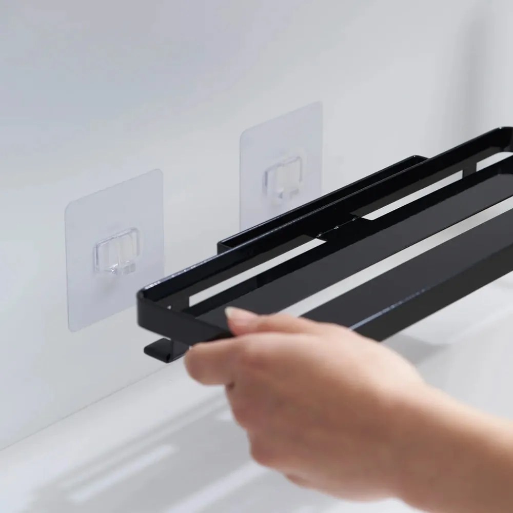 Матово черно стоманен рафт за баня без пробиване Film Hook – YAMAZAKI