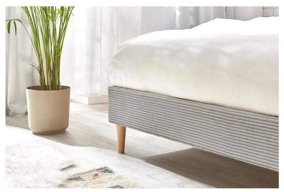 Светлосиво тапицирано двойно легло с решетка 160x200 cm Anja - Bobochic Paris