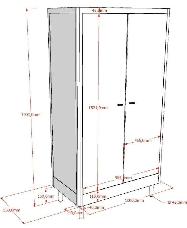 Детски гардероб от масивен дъб в естествен цвят 100x190x55 cm Forrest – Vipack