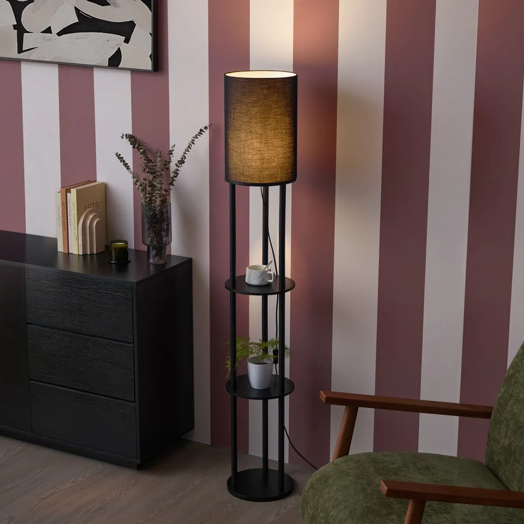 Smart vloerlamp zwart incl. Wifi A60 - Stojon