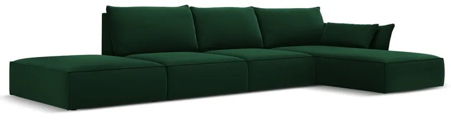 Тъмнозелен кадифен ъглов диван (десен ъгъл) Vanda – Mazzini Sofas