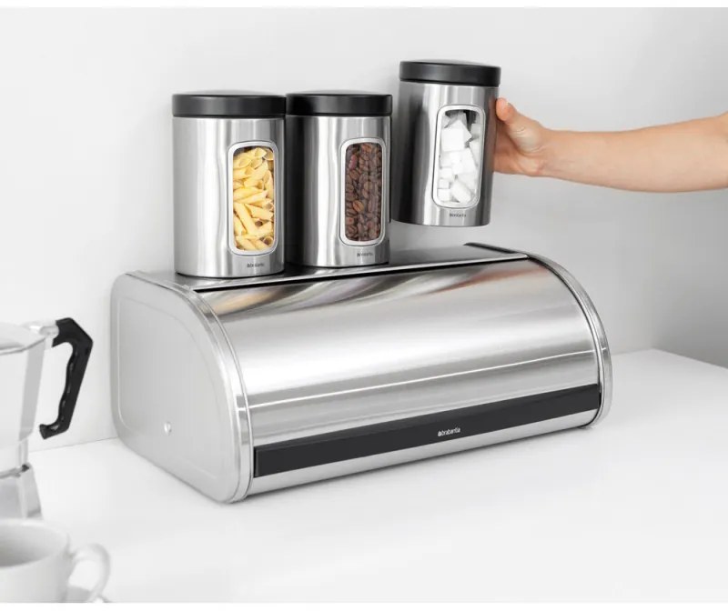 Кутия за хляб Brabantia Roll Top 646890, 16 л, 44.5х26 см, Лека и здрава конструкция, Инокс/Мат