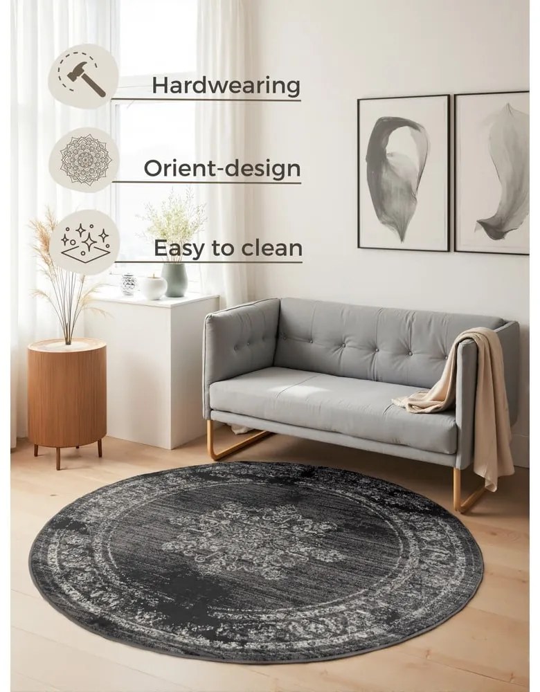 Сив кръгъл килим ø 120 cm Gloria Lydia – Hanse Home