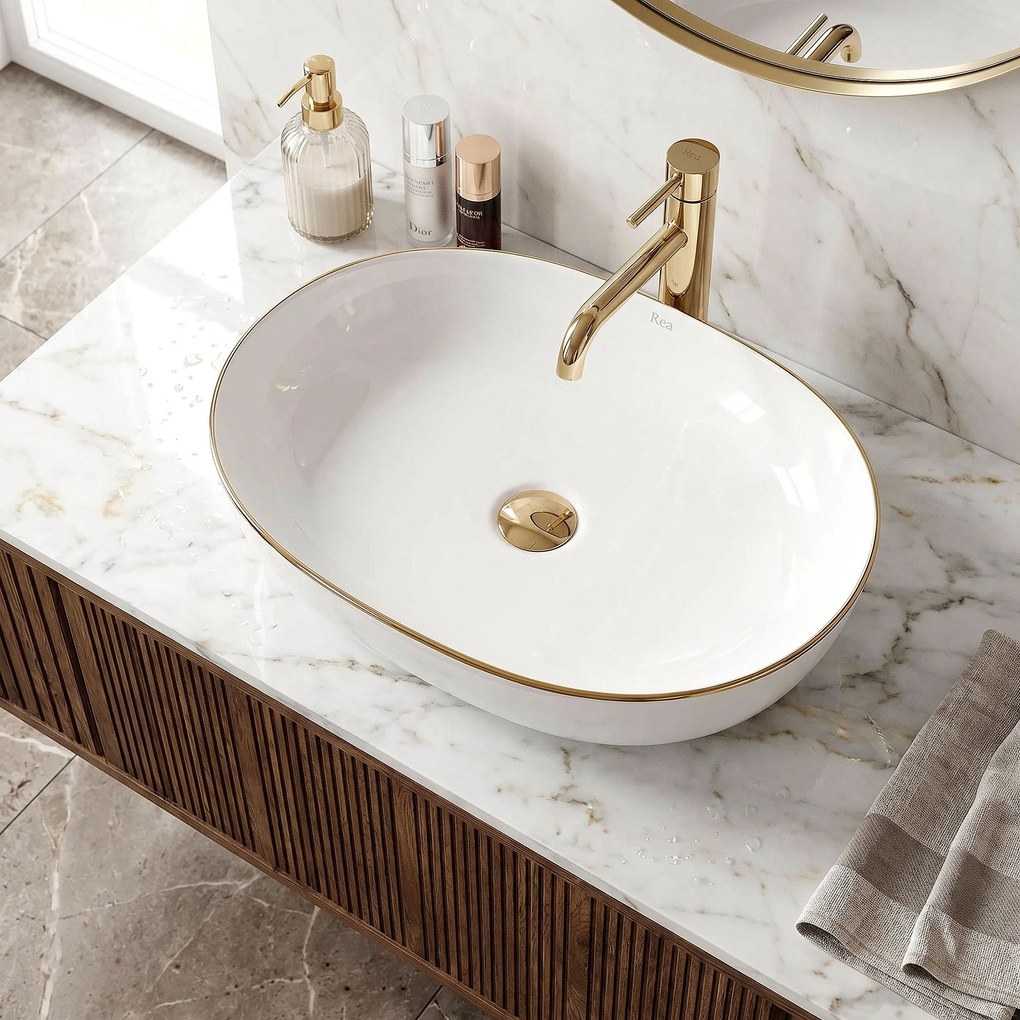 Умивалник за плот Rea CLEO White Gold Edge