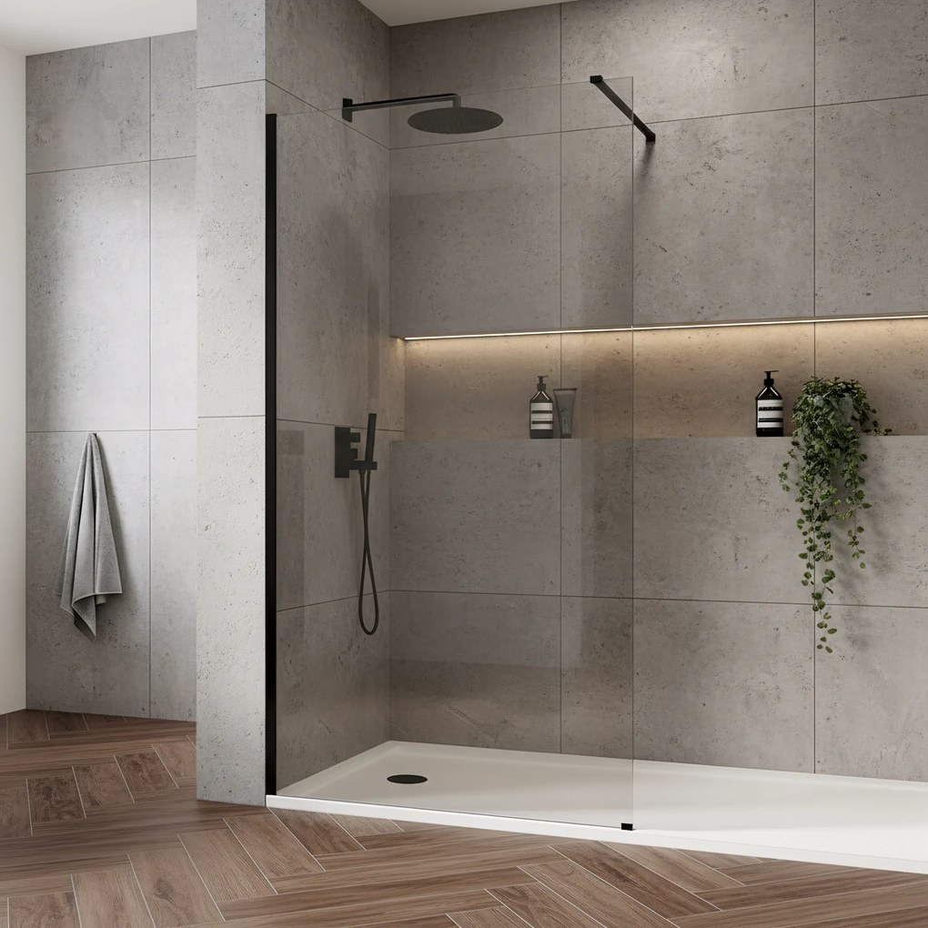 Параван за душ Rea Flexi Transparent / Black 100