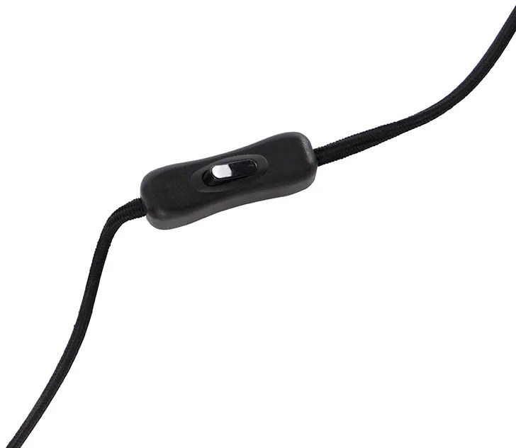 Модерна настолна лампа черна с черен кадифен абажур - Rich