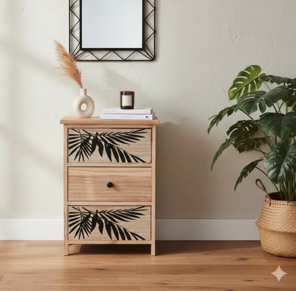 Комод ZOFIA с 3 чекмеджета - бохо дизайн, 40 x 29 x 58 cm