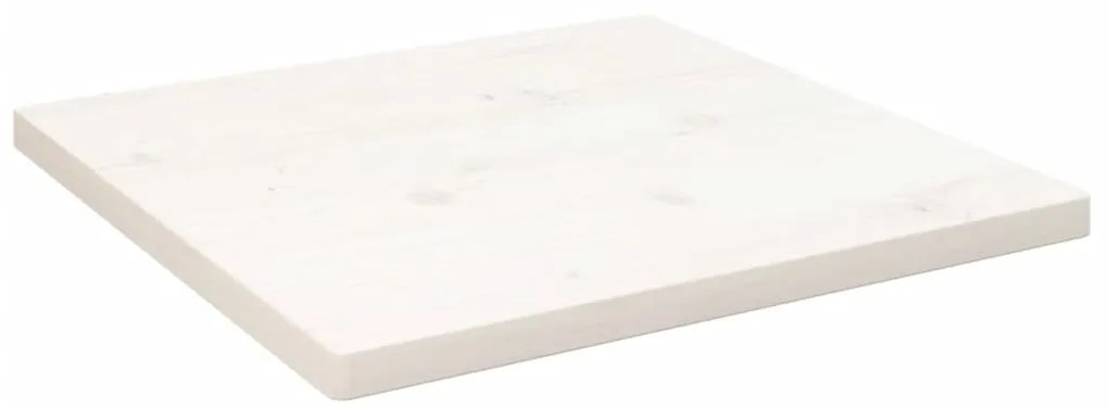 824371 vidaXL Плот за маса, бял, 40x40x2,5 см, бор масив, квадратен