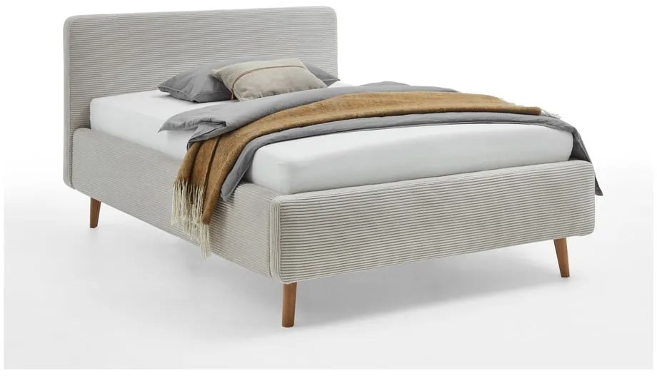 Бежово единично легло 120x200 cm тапицирано без ламелно дъно Mattis – Meise Möbel