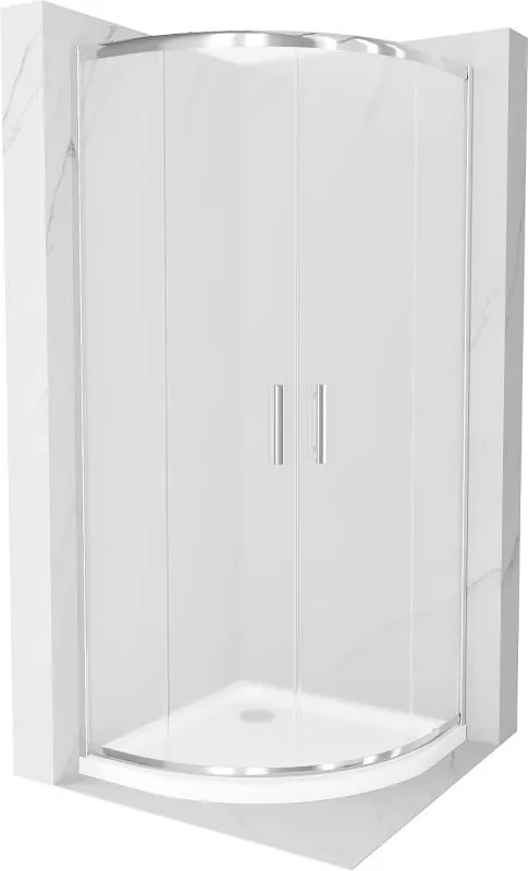 Mexen Rio кръгла душ кабина 80 x 80 см, мразовито стъкло, хром + подложка Flat,