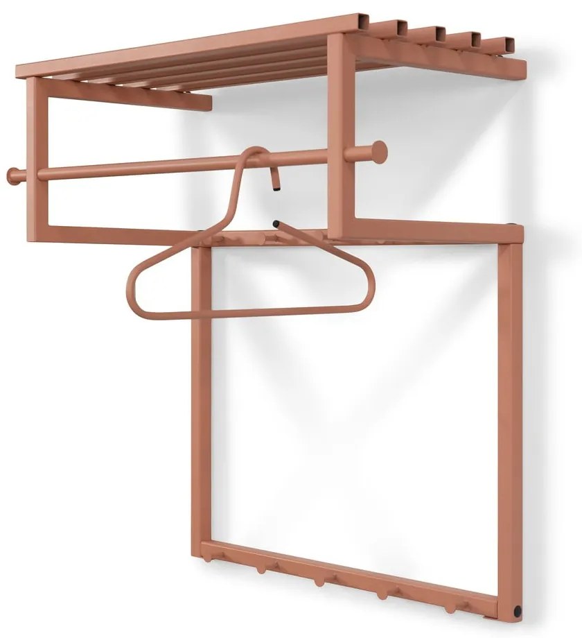 Метална стенна закачалка в цвят сьомга с рафт 76 cm Rizzoli – Spinder Design
