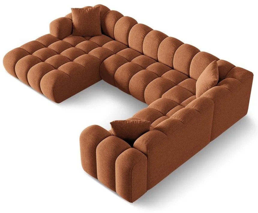 Теракотен шенилов ъглов диван (десен ъгъл/U форма) Treno – Cosmopolitan Design