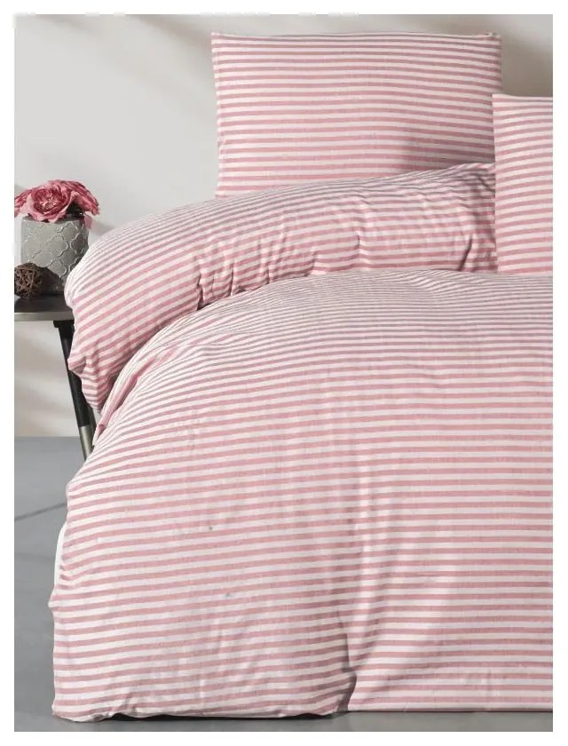 Розово двойно удължено спално бельо с включен долен чаршаф 4 части 200x220 cm – Mila Home