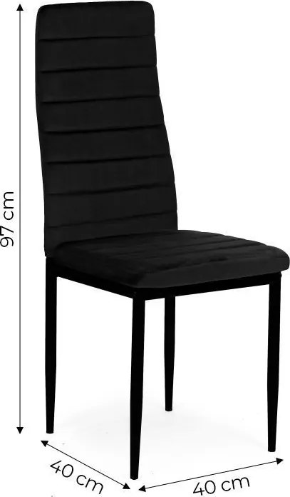 Комплект от 4 елегантни кадифени стола в черно