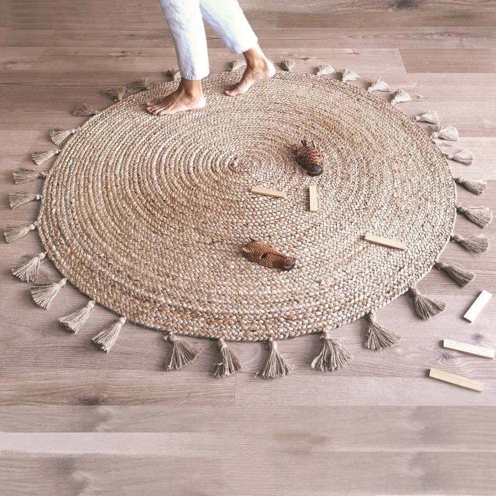 Естествен ръчно изработен килим от юта, ø 140 cm Else - Nattiot