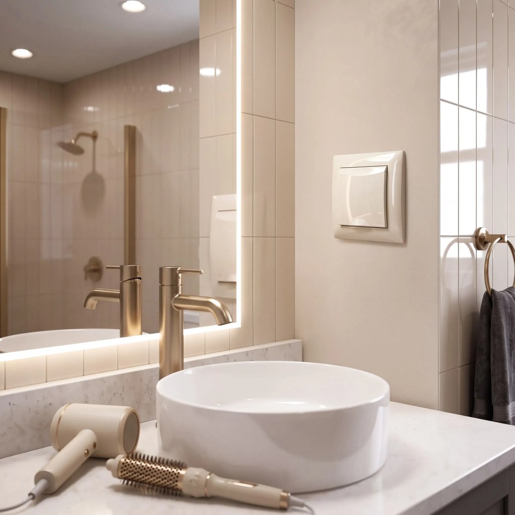 Единичен контакт със заземяване и капаче с рамка OSTE JNH005-G Beige