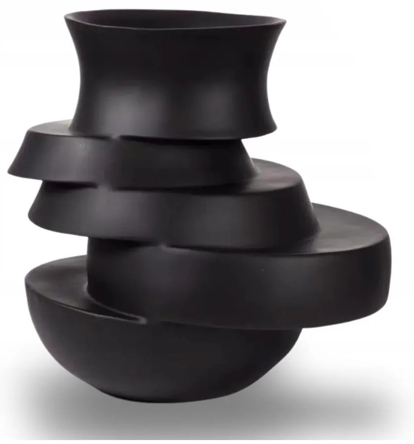 Ваза 38x33x36 см смола/матова черна