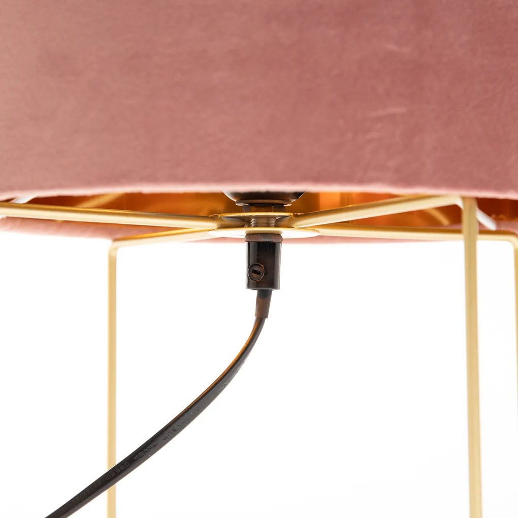 Модерна настолна лампа розова със злато - Rosalina