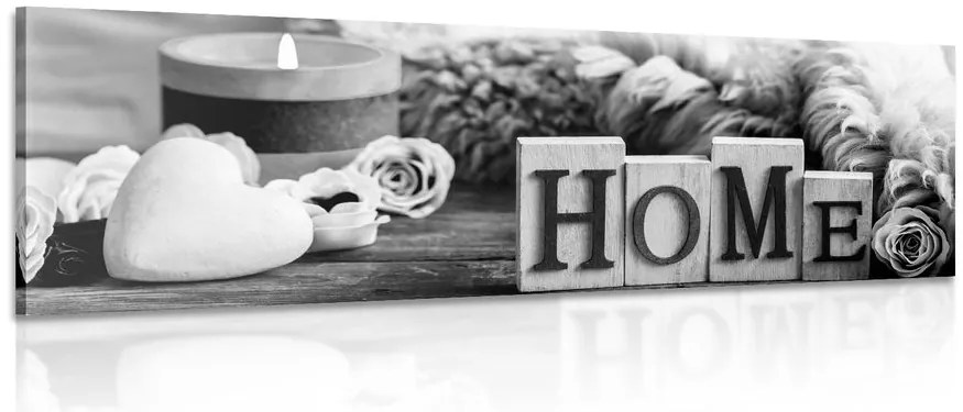 Картина на платно – Натюрморт с надпис Home в черно-бял вариант