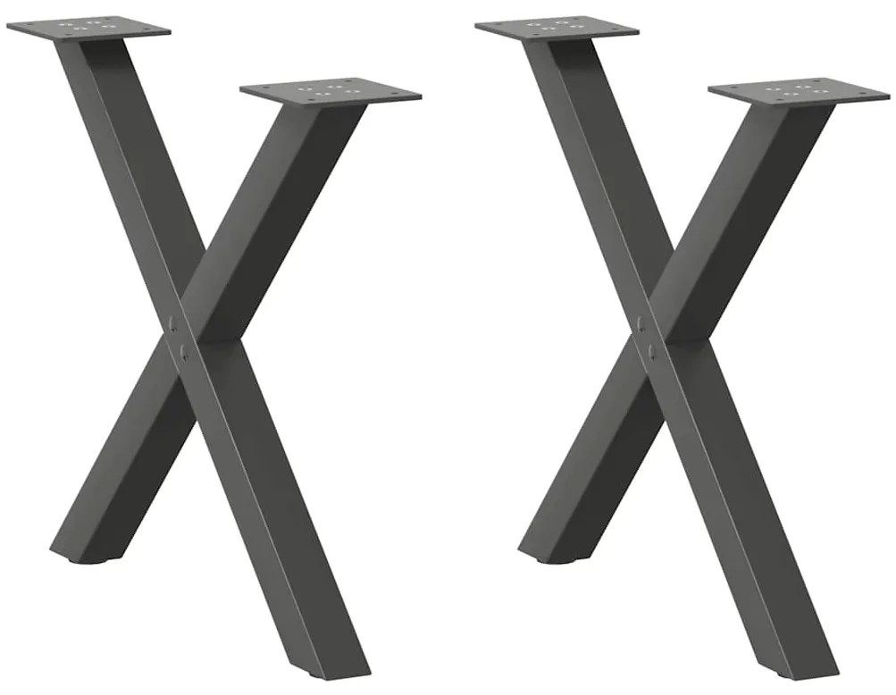 4012902 vidaXL Крака за масичка за кафе, X-образни, 2 бр., антрацит, 60 x (42-43) см, стомана