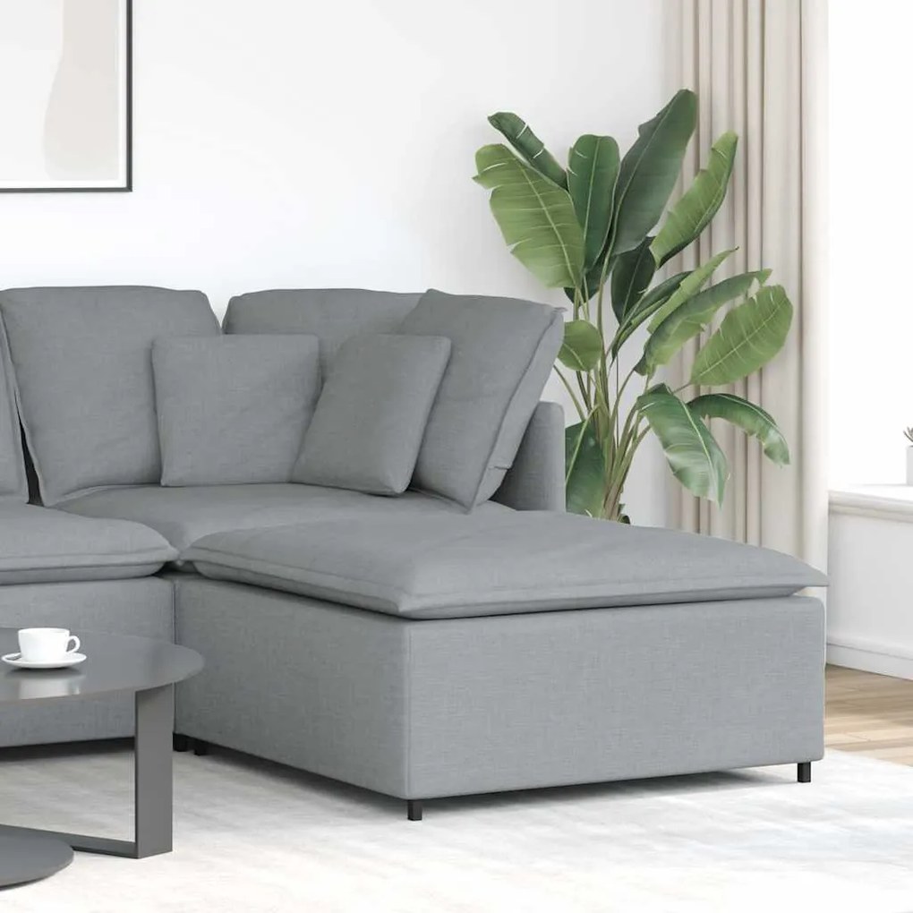 4104477 vidaXL Модулен диван с табуретка, светлосив, 100x100x48 см