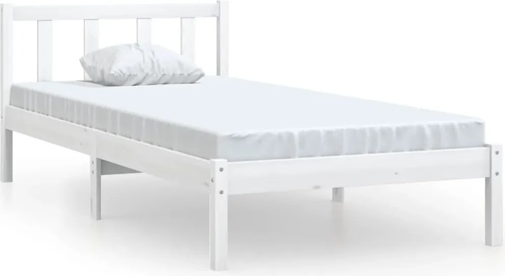 810048 vidaXL Рамка за легло, бяла, бор масив, 90x190 см, Single