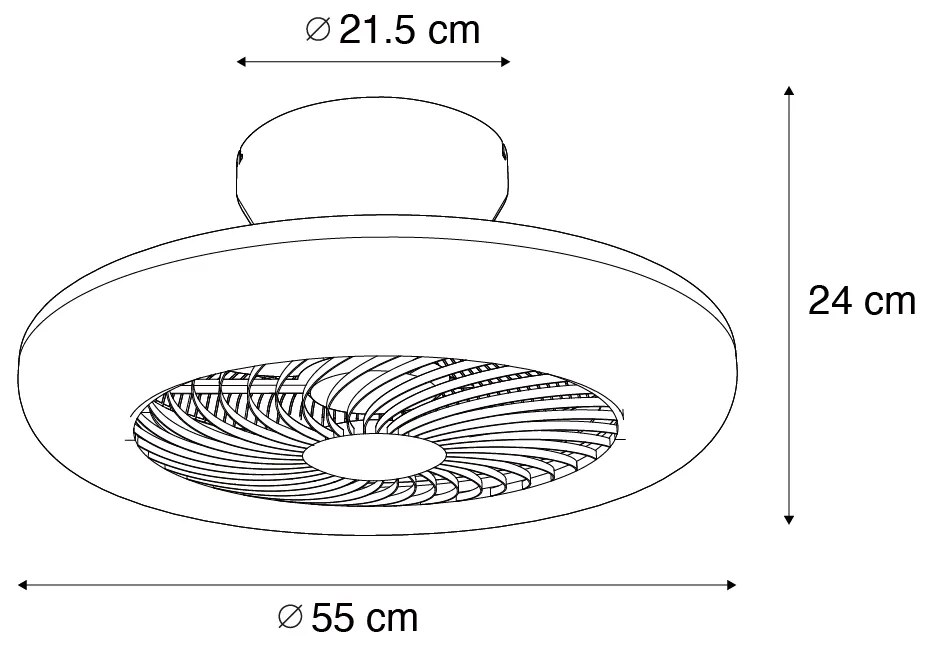 Вентилатор за таван сребрист 55,5 см вкл. LED димируем с дистанционно управление - Clima