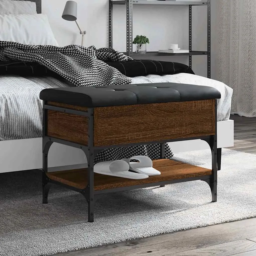 835191 vidaXL Пейка за обувки, кафяв дъб, 62x42x45 см, инженерно дърво