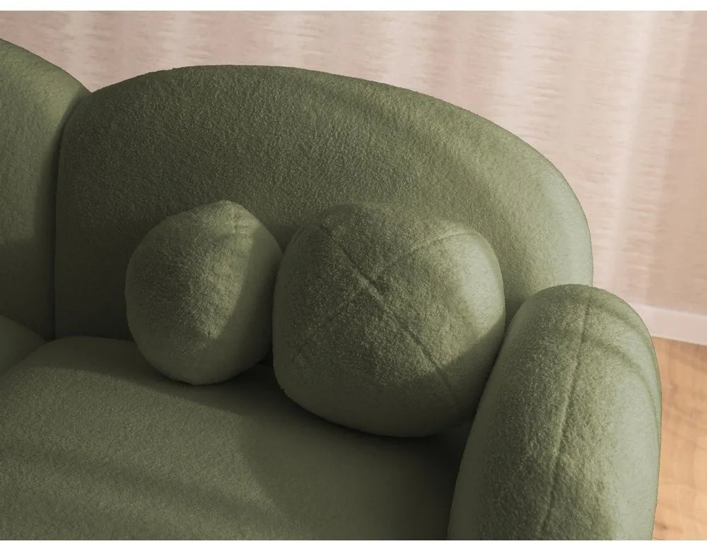 Зелен ъглов диван от букле (десен ъгъл) Orbit – Ropez