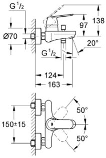 Смесител за баня за тяло Grohe Eurosmart EuroCosmo