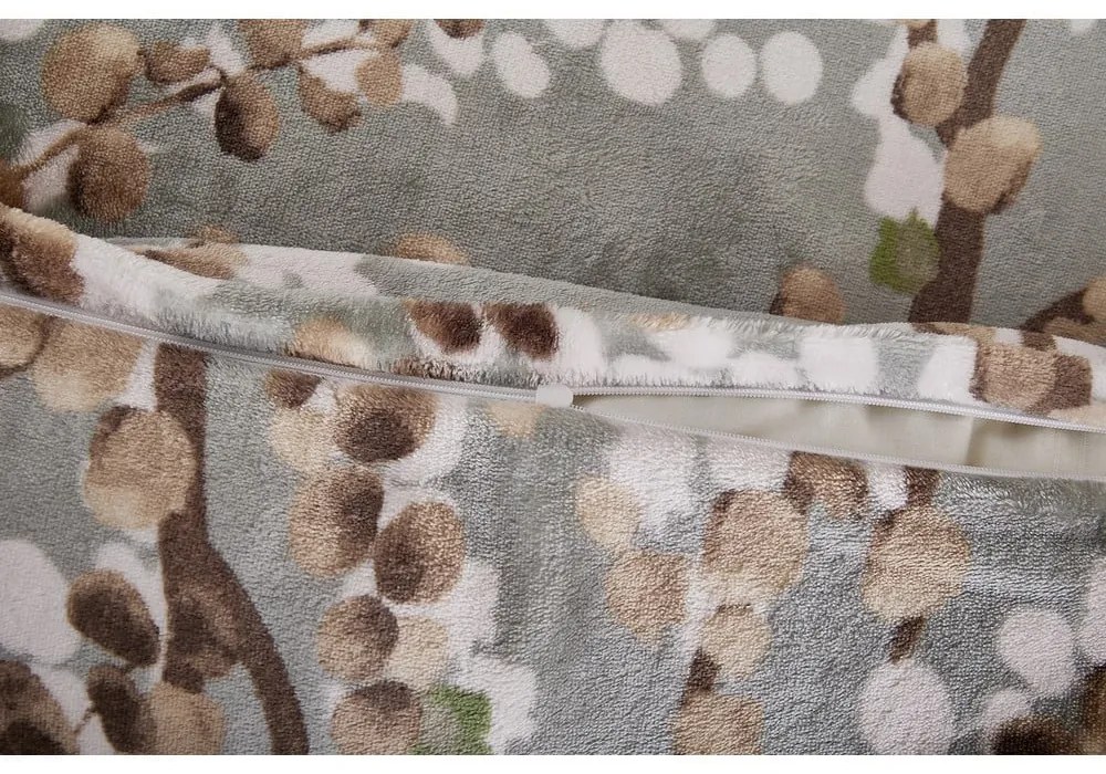 Сиво единично спално бельо от микроплюш 140x200 cm Branches – My House