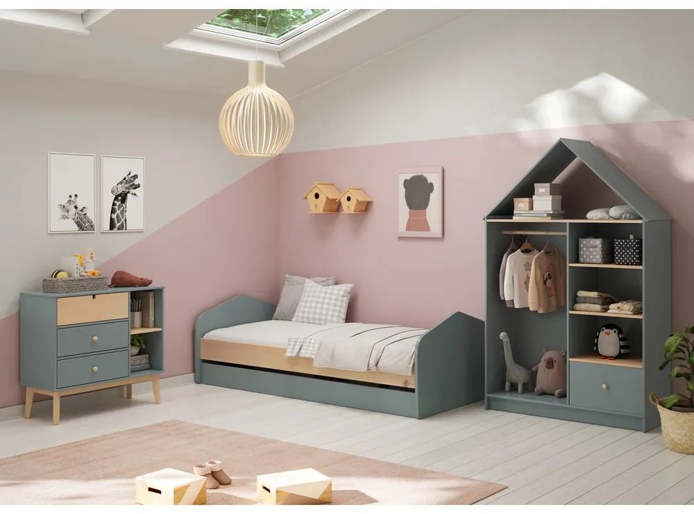 Отворен детски гардероб сиво-зелен 110x180x45 cm Estefania – Marckeric