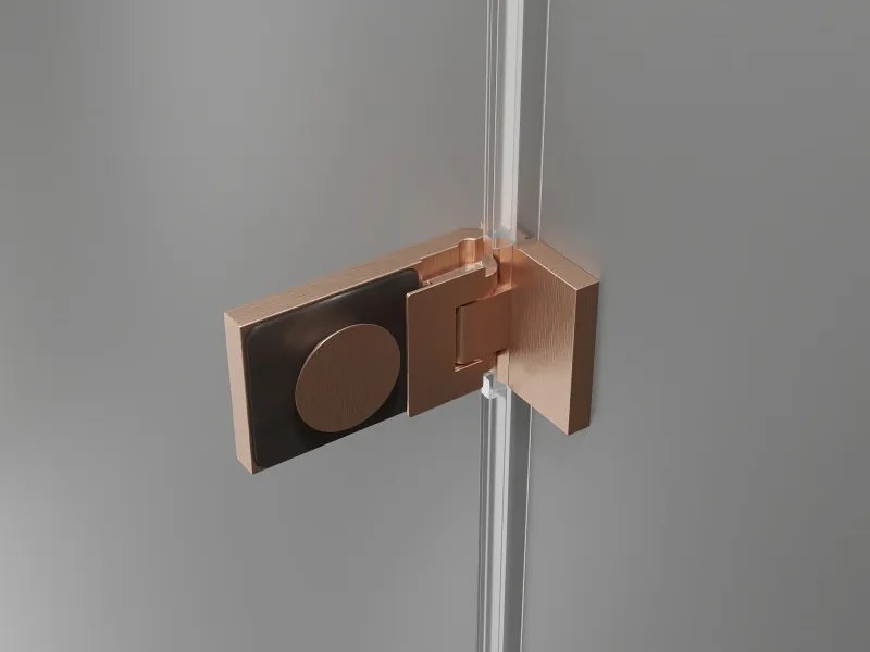 Mexen Lunar-F Duo сгъваема душ кабина 100 x 80 см, прозрачна, изчеткана мед - 836-100L-080P-65-00