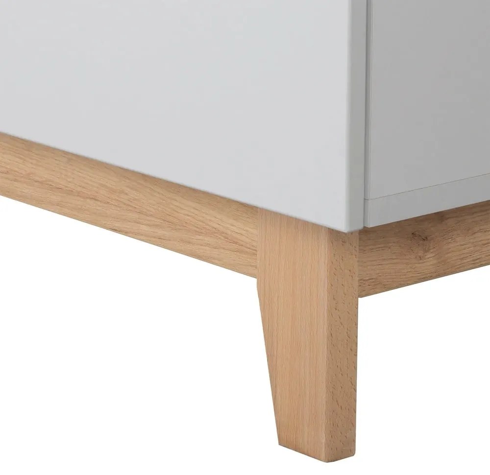 Светлосив нисък скрин от дъб с маса за преповиване 117x104 cm Caro - Roba