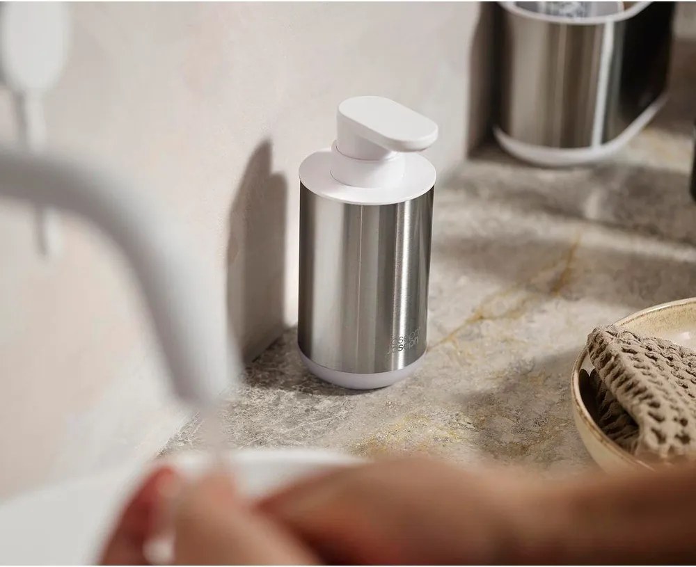 Диспенсер за сапун от неръждаема стомана в сребрист цвят 300 ml Duo Steel – Joseph Joseph