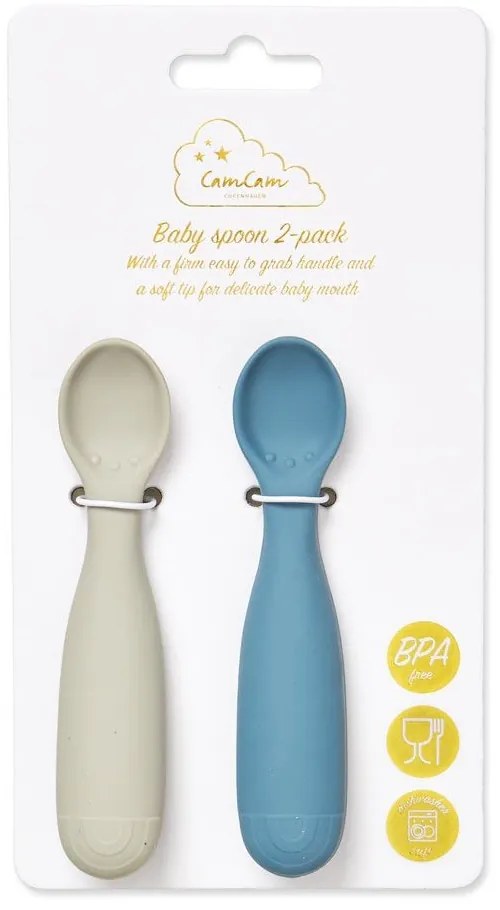 Сини/сиви бебешки лъжички в комплект от силикон 2 бр. Midnight Mix – Cam Cam Copenhagen