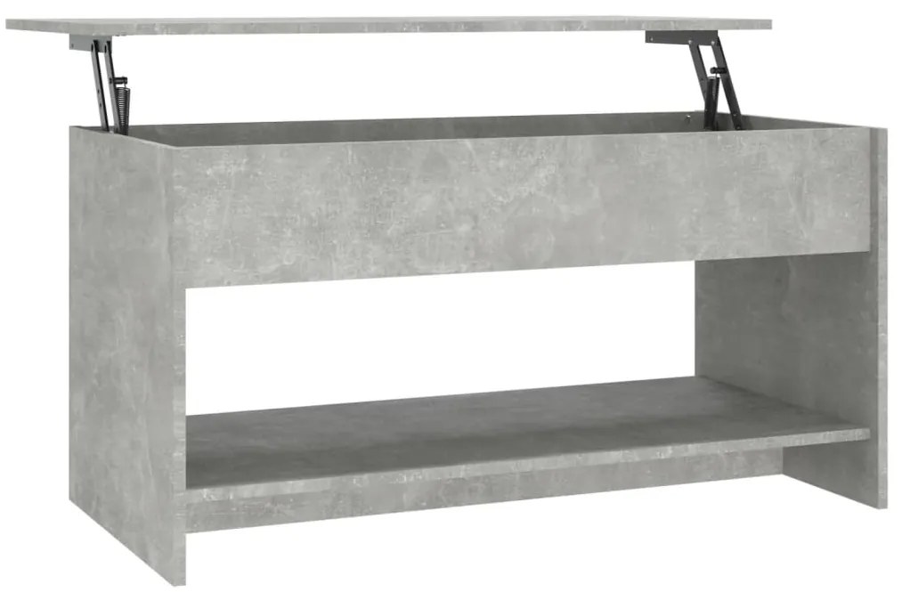 809651 vidaXL Маса за кафе, бетонно сива, 102x50x52,5 см, инженерно дърво