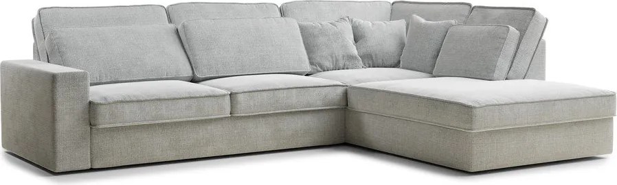 Светлосив шенилов ъглов диван (десен ъгъл/L форма) Kirou – Maison de Rêve