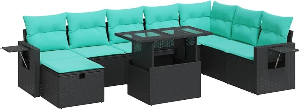 3327877 vidaXL Градински комплект диван с възглавници 9 части сив полиратан