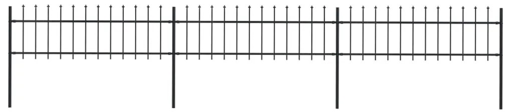 Sonata Градинска ограда с пики, стомана, 5,1x0,6 м, черна