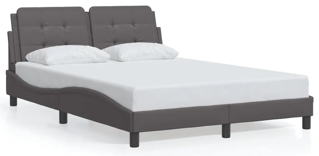 3208187 vidaXL Рамка за легло без матрак Zadar, сива, 140x200 см, изкуствена кожа