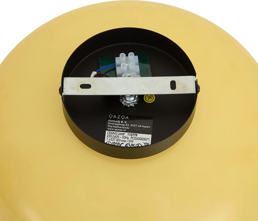 Retro Ceiling Lamp Black with Yellow Glass 30cm - Glaze