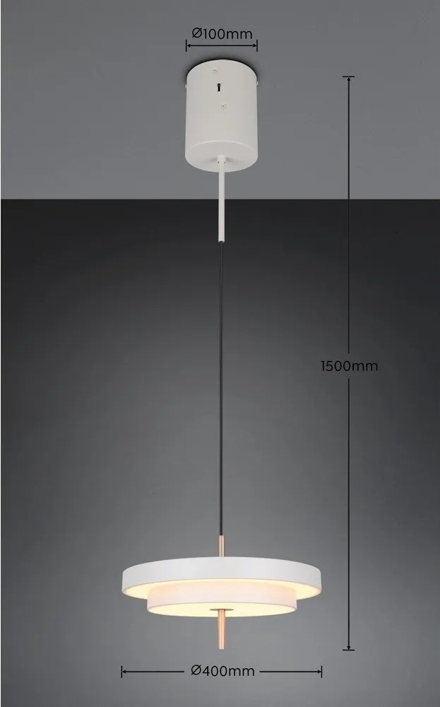 LED затъмняващо се висящо осветително тяло в цвят слонова кост Keaton – Trio