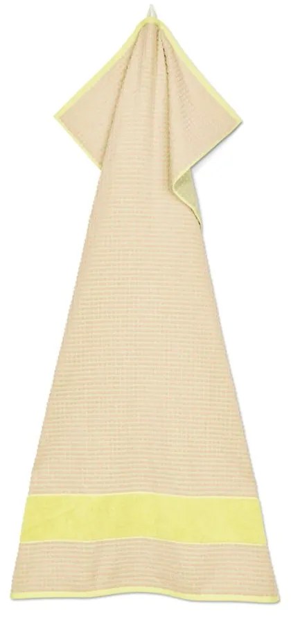 Жълтo-розова хавлиена кърпа от органичен памук от тери 70x140 cm Check – JUNA